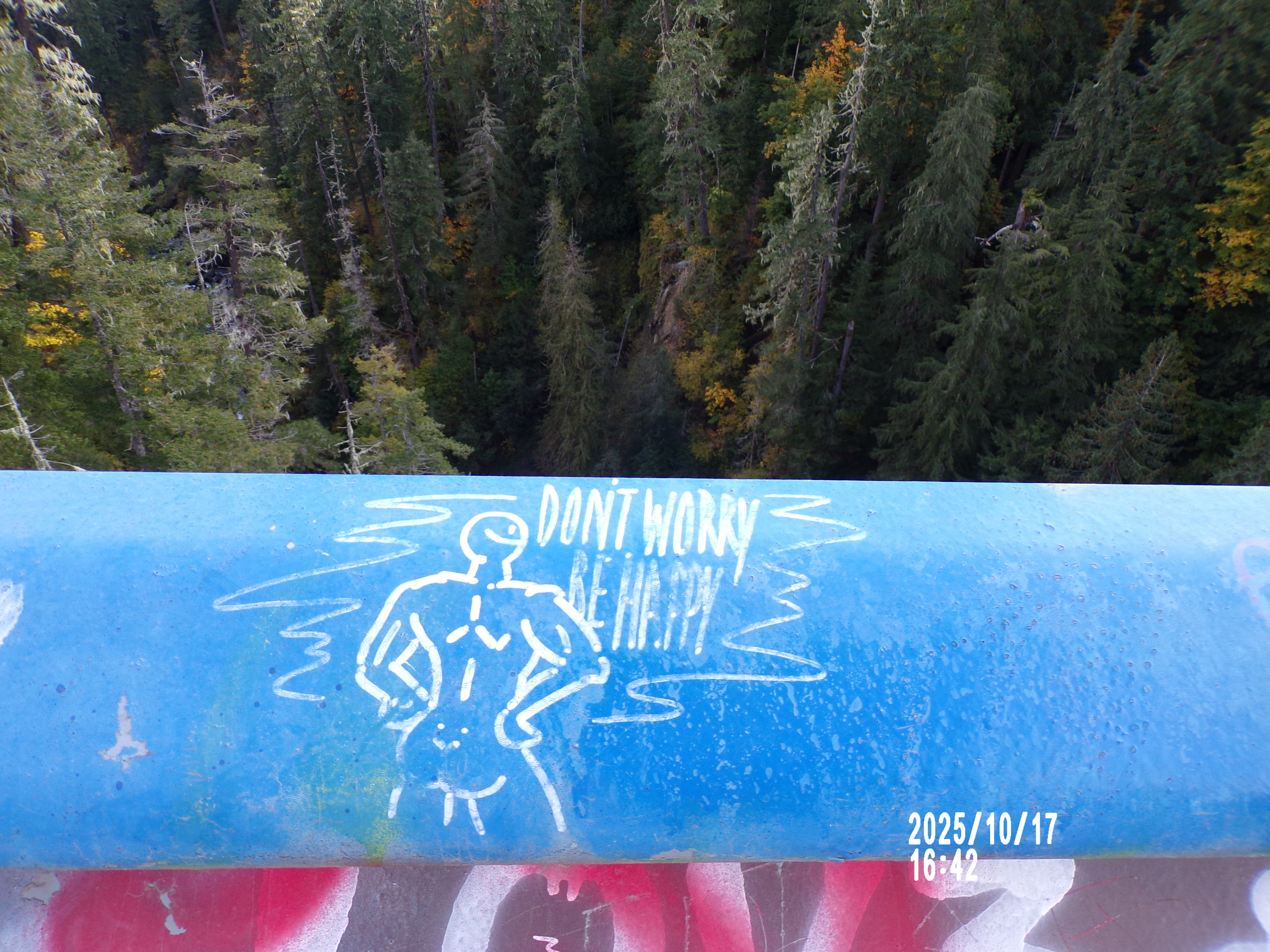 Don't worry, be happy at the High Steel Bridge 10/17/2025 on the PIXPRO AZ401